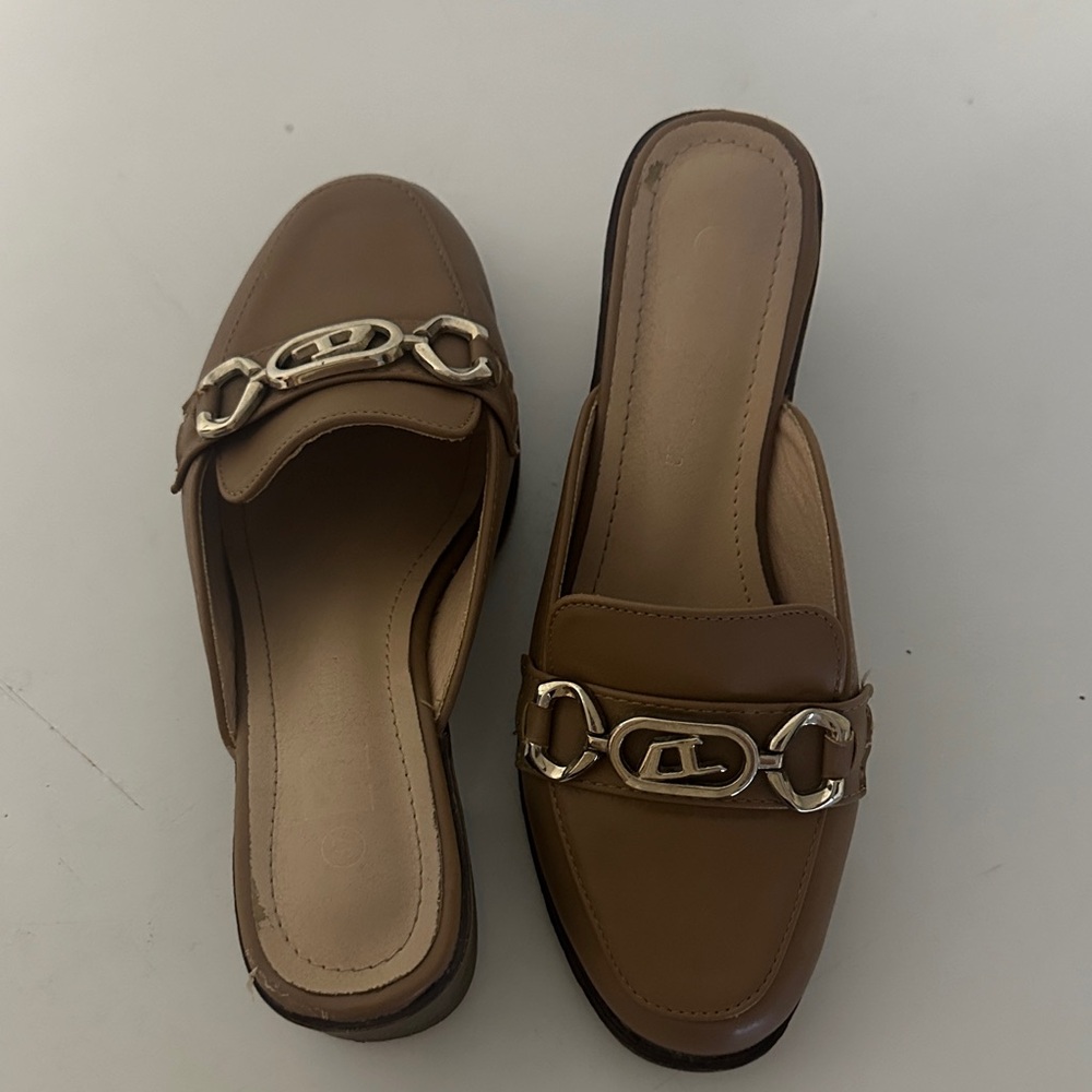 Elegant Brown Loafers with Silver Accents